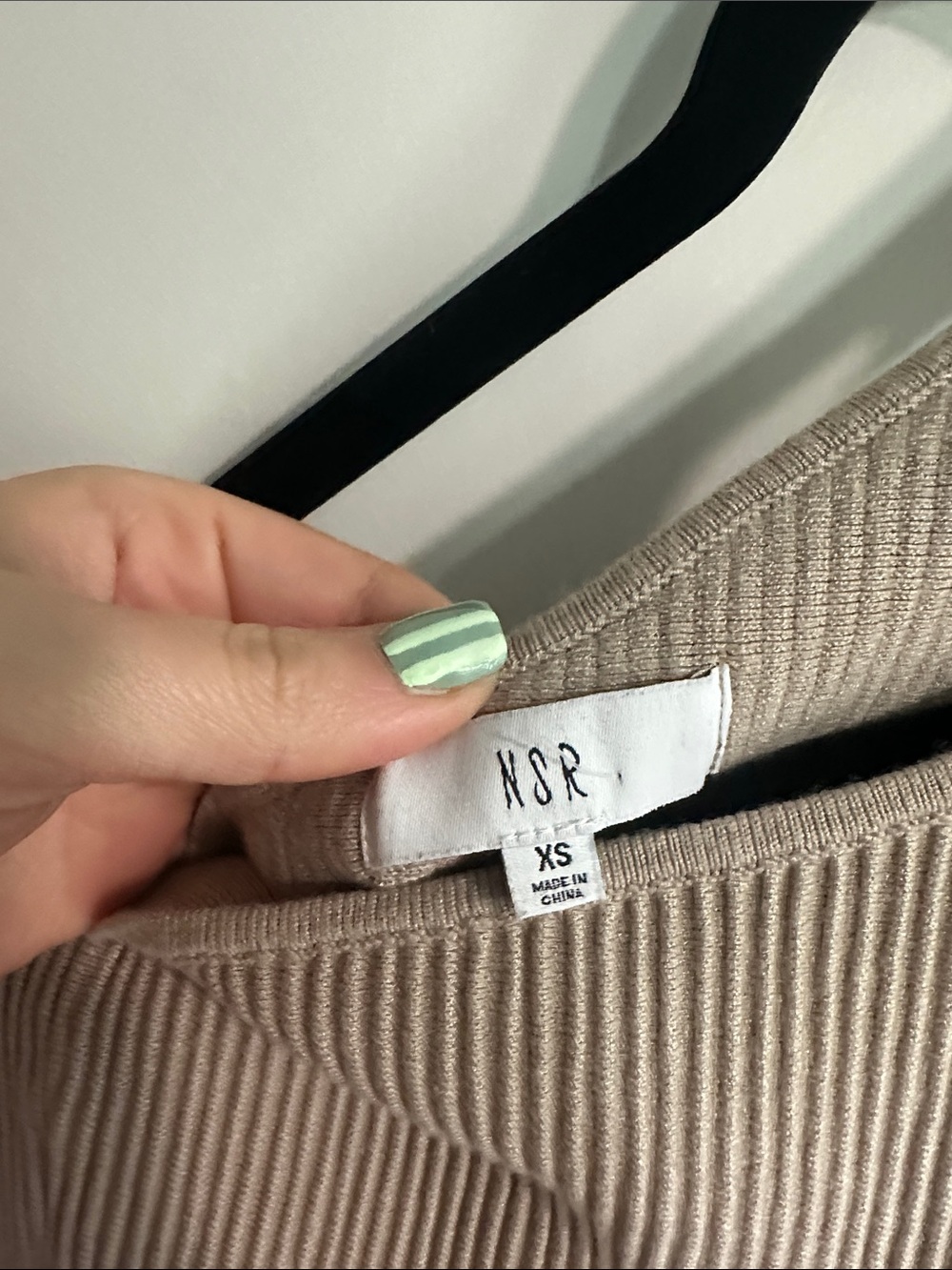 NSR One-Shoulder Ribbed Tank - Beige - Picture 2 of 4